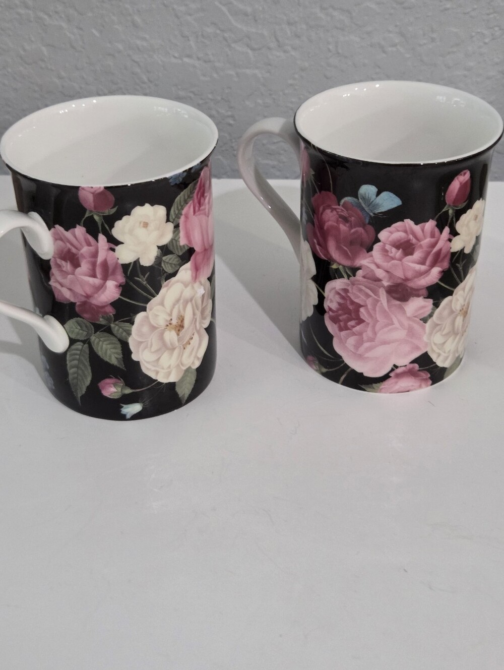 Pair Of Stechcol Coastline Imports Coffee Mugs Rose Art Gracie Bone
